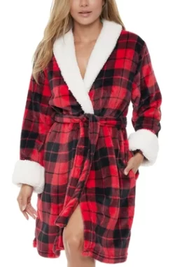 Women's Classic Plush Robe, Short Fleece Bathrobe Prints -Cozy Nights Sales Store GUEST a1267e40 0876 4efe a862 39140fd21dda