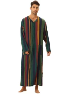 Lars Amadeus Men's Long Sleeves Button Striped Nightgown With Pockets -Cozy Nights Sales Store GUEST a12a64c0 acbb 4500 81bf 8ca35a0f0659