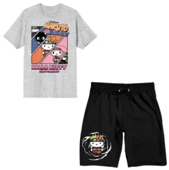 SANRIO Naruto X Hello Kitty Character Panels Men's Short Sleeve Shirt & Sleep Shorts Set -Cozy Nights Sales Store GUEST a15a6bb5 9d11 4325 8033 7057ab81fda6