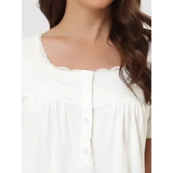 Cheibear Women's Victorian Princess Lace Short Sleeve Cotton Sleepwear -Cozy Nights Sales Store GUEST a1c18f69 a85c 45b3 a8f1 ee00e2b31fb6