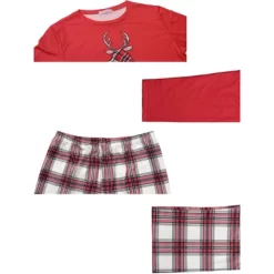 Cheibear Christmas Elk Print Tops With Plaid Pants Xmas Sleepwear Family Pajama Set -Cozy Nights Sales Store GUEST a276b671 c364 4bea 9bb6 8c73f6bf4506