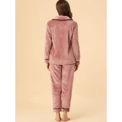 Allegra K Women's Flannel Button Down Lounge Winter Long Sleeves Pajama Sets -Cozy Nights Sales Store GUEST a2e321d0 0717 4319 9d7f c09b744736c1