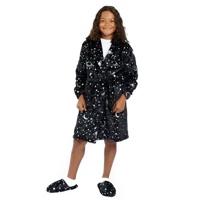 Sleep On It Boys Outer Space Plush Fleece Shawl Collar Robe With Matching Slippers 3 Sleep On It Boys Outer Space Plush Fleece Shawl Collar Robe With Matching Slippers - Image 3