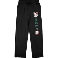 Demon Slayer Tanjiro Fox Mask And Kanji Men's Black Sleep Pajama Pants -Cozy Nights Sales Store GUEST a7d5fc39 980f 43dc b52e aa04410ee491