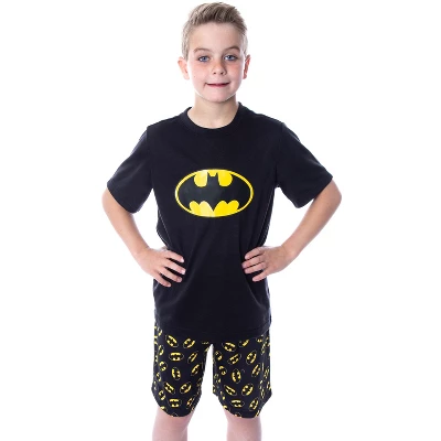 DC Comics Big Boys' Batman Logo Short Sleeve Shirt Pajama Short Set Black 5 DC Comics Big Boys' Batman Logo Short Sleeve Shirt Pajama Short Set Black - Image 5