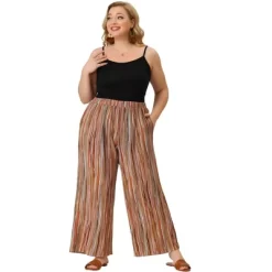 Agnes Orinda Women's Plus Size Boho Palazzo Lounge Wide Leg Pants With Elastic Waist And Stripe -Cozy Nights Sales Store GUEST aa3ce841 6bf0 4e26 a6ba f7eac3f626eb