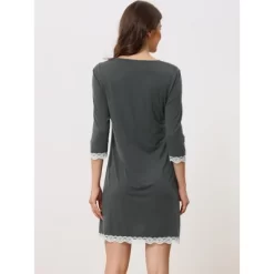 Cheibear Women's 3/4 Sleeve Maternity Lace Trim Lounge Nightgowns -Cozy Nights Sales Store GUEST ab2a34bb 5b0e 4a47 a4df 58d4bbe9777e