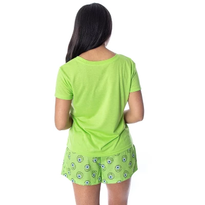 Disney Women's Monsters Inc. Mike Wazowski Shirt And Shorts Pajama Set Lime Green 4 Disney Women's Monsters Inc. Mike Wazowski Shirt And Shorts Pajama Set Lime Green - Image 4
