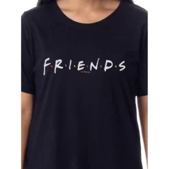 Friends The Television Series Womens' TV Show Title Logo Nightgown Pajama Black