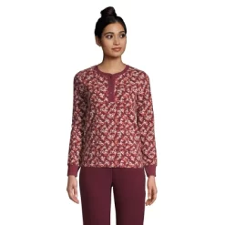 Lands' End Women's Waffle Henley Sleep Shirt -Cozy Nights Sales Store GUEST ae66fa96 f539 4741 b52a 3f1199cbd84f