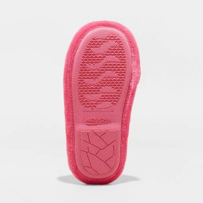 Kids' Holiday Oh What Fun! Scuff Slippers - Wondershop™ Pink 3 Kids' Holiday Oh What Fun! Scuff Slippers - Wondershop™ Pink - Image 3
