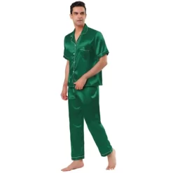 Lars Amadeus Men's Classic Satin Pajama Sets Short Sleeves Button Down Nightwear Sleepwears Loungewear Pjs -Cozy Nights Sales Store GUEST af5720a0 5f7c 4ad7 abe1 e109091eee94
