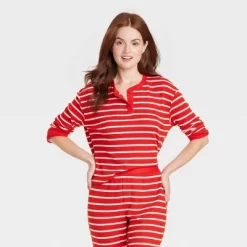 Women's Striped Matching Family Thermal Pajama Top - Wondershop™ Red -Cozy Nights Sales Store GUEST af93c997 f3b4 4264 b838 191739eb62cc