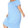 Agnes Orinda Women's Plus Size Knit Sweetheart Neck Short Sleeve Nightgowns