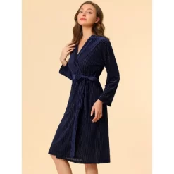 Allegra K Women's Velvet Bathrobe Soft Lounge Pajamas Sleepwear Tie Waist Flannel Robe -Cozy Nights Sales Store GUEST b045478b 0d7f 43e2 9ac9 aed3b81ef457