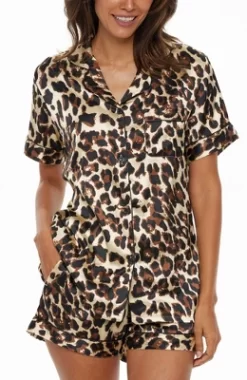 Womens Satin Pajamas Lounge Set, Silk Like Short Sleeve Top And Shorts With Pockets, Animal Prints -Cozy Nights Sales Store GUEST b0ea0e44 d2c5 48a8 bd90 ef419967bb1b