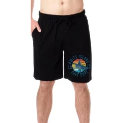 Jaws Mens' Movie Film Amity Island Surf Shop Logo Sleep Pajama Shorts Black -Cozy Nights Sales Store GUEST b153d575 3162 4ebd a2d8 071bf0114c1e