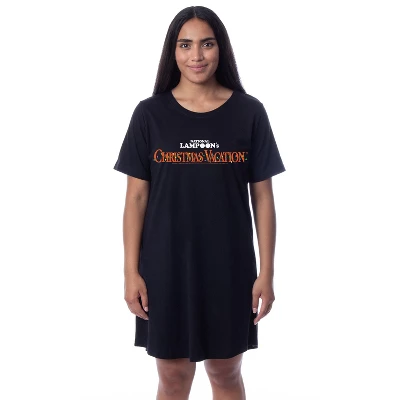 National Lampoon's Christmas Vacation Womens' Nightgown Sleep Pajama Shirt Black 3 National Lampoon's Christmas Vacation Womens' Nightgown Sleep Pajama Shirt Black - Image 3
