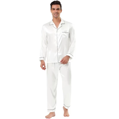 Lars Amadeus Men's Satin Pajama Sets Long Sleeve Loungewear Sleepwear V Neck Button Down Pjs Set 7 Lars Amadeus Men's Satin Pajama Sets Long Sleeve Loungewear Sleepwear V Neck Button Down Pjs Set - Image 7