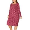 Agnes Orinda Women's Plus Size Comfy Long Sleeve Sleep Dress Nightgown