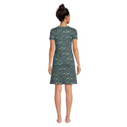 Lands' End Women's Cotton Short Sleeve Knee Length Nightgown