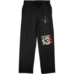 Friday The 13th 13 Logo Men's Black Graphic Sleep Pajama Pants -Cozy Nights Sales Store GUEST b3f34442 64c4 48b6 95a5 f60b8d4b4a54
