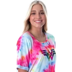 DC Comics Womens Wonder Woman Foil Logo Tie Dye Nightgown Sleep Shirt Multicolored -Cozy Nights Sales Store GUEST b46b28bb 445f 4e47 b1eb 1060cee33604