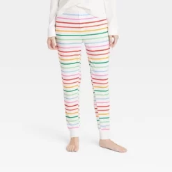 Women's Striped Matching Family Thermal Pajama Pants - Wondershop™ Cream -Cozy Nights Sales Store GUEST b47400d3 8f93 415b ad45 2bf75faa293b