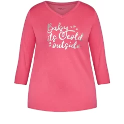Women's Plus Size Cold Outside Sleep Top - Pink | AVENUE -Cozy Nights Sales Store GUEST b50f534a 1126 4751 b003 ec506e0d96ba