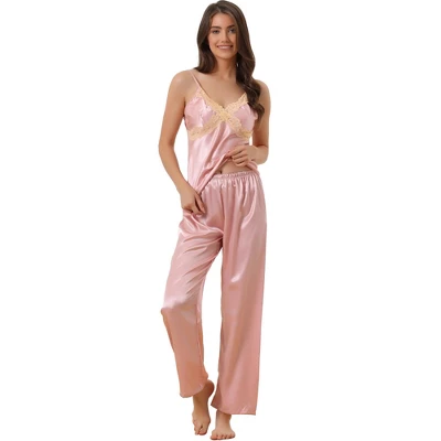 Cheibear Womens Silky Lace Camisole With Pants Loungewear Pajama Sets 2 Pcs 6 Cheibear Womens Silky Lace Camisole With Pants Loungewear Pajama Sets 2 Pcs - Image 6