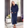 Women's Zip Up Fleece Robe With Hood, Soft Warm Plush Oversized Zipper Hooded Bathrobe