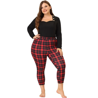Agnes Orinda Women's Plus Size Trousers Casual Slim Plaid Skinny Pants 2 Agnes Orinda Women's Plus Size Trousers Casual Slim Plaid Skinny Pants - Image 2