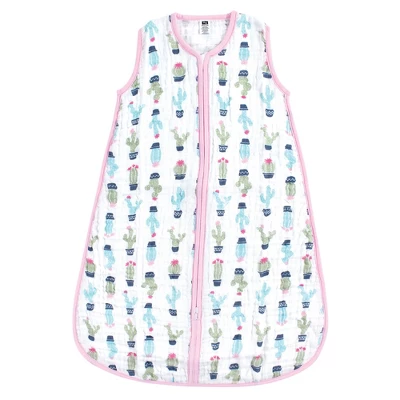 Hudson Baby Infant Girl Muslin Cotton Sleeveless Wearable Sleeping Bag, Sack, Blanket, Girl Cactus 1 Hudson Baby Infant Girl Muslin Cotton Sleeveless Wearable Sleeping Bag, Sack, Blanket, Girl Cactus
