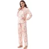 Cheibear Women's Sleepwear Loungewear Cute Print With Pants Soft Long Sleeve Pajama Set