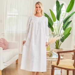 Women's Cotton Victorian Nightgown With Pockets, Emily Long Sleeve Lace Trimmed Button Up Long Vintage Night Dress Gown -Cozy Nights Sales Store GUEST b785674b 111e 4fd0 ba25 7978f4a1b558