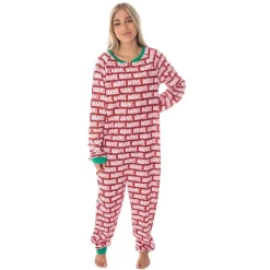 Marvel Logo Unionsuit With Christmas Lights Adult Onesie Pajamas Pjs Red -Cozy Nights Sales Store GUEST b859dc7a d433 44ef 9bb0 1e349f435c4e