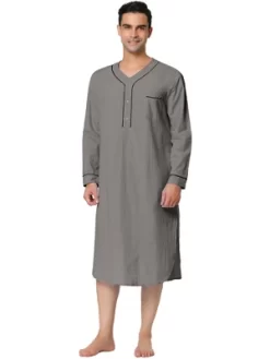 Lars Amadeus Men's Nightshirt Cotton Sleep Shirt Long Sleeves Henley Nightgown Sleepwear 13 Lars Amadeus Men's Nightshirt Cotton Sleep Shirt Long Sleeves Henley Nightgown Sleepwear -Cozy Nights Sales Store GUEST b85c4254 5894 474d a136 e2ea1f8cbd21