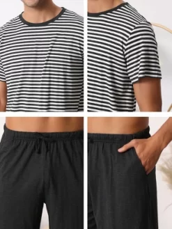 Cheibear Men's Sleepwear Short Sleeve T-Shirt With Shorts Stripe Couple Pajama Sets 9 Cheibear Men's Sleepwear Short Sleeve T-Shirt With Shorts Stripe Couple Pajama Sets -Cozy Nights Sales Store GUEST badbbe87 948f 426a 9d52 591ed6c12a71