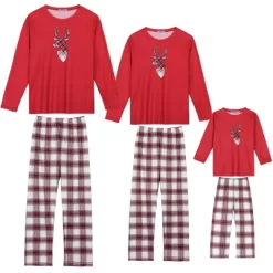 Cheibear Christmas Elk Print Tops With Plaid Pants Xmas Sleepwear Family Pajama Set -Cozy Nights Sales Store GUEST bb4f983b 470c 4741 91ce 810b489cad99