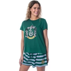 Harry Potter Women's Hogwarts Castle Shirt And Shorts Pajama Set - All 4 Houses -Cozy Nights Sales Store GUEST bc3421ce 4ebb 4ba0 90c0 6e9e908d8240