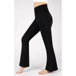 90 Degree By Reflex Womens Ribbed Interlink Madison Crossover Elastic Free V-Back Ankle Flared Pant