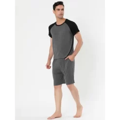 Lars Amadeus Mens Summer Solid Raglan Short Sleeve Shirt And Shorts Lounge Pajama Set -Cozy Nights Sales Store GUEST bdaf7f03 f0a0 4b49 bc72 92ac0a9c0e31