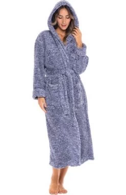 Women's Fuzzy Plush Fleece Bathrobe With Hood, Soft Warm Hooded Lounge Robe -Cozy Nights Sales Store GUEST beceb6b4 a5db 45f1 a3d5 880a17a4685a