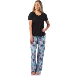 Disney Womens' Lilo & Stitch Tropical Paradise Beach Sleep Pajama Pants Pink