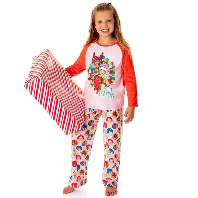 Barbie Girls' Christmas Santa Characters Tis The Season Sleep Pajama Set Pink 4 Barbie Girls' Christmas Santa Characters Tis The Season Sleep Pajama Set Pink - Image 4