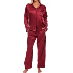 Women's Classic Satin Pajamas Lounge Set, Long Sleeve Top And Pants With Pockets, Silk Like PJs With Matching Sleep Mask -Cozy Nights Sales Store GUEST c0dae0f8 4802 4ec9 9132 a7d01070ae4f