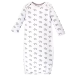 Touched By Nature Baby Organic Cotton Long-Sleeve Gowns 3pk, Marching Elephant, 0-6 Months