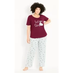 Women's Plus Size Let Me Sleep Set - Berry | EVANS -Cozy Nights Sales Store GUEST c1746668 f912 4c23 a970 8cc14d78686b