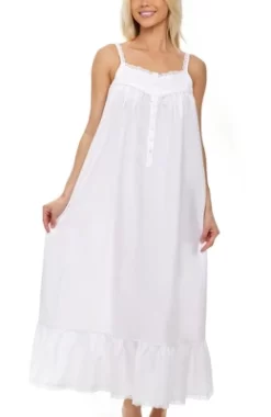 Women's Cotton Victorian Nightgown, Cecilia Sleeveless Lace Trimmed Button Up Long Vintage Night Dress Gown -Cozy Nights Sales Store GUEST c18042e2 aa9f 4979 bc44 c1688fe1249a