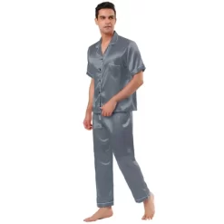 Lars Amadeus Men's Classic Satin Pajama Sets Short Sleeves Button Down Nightwear Sleepwears Loungewear Pjs -Cozy Nights Sales Store GUEST c1dd8ce8 eb6e 4761 8370 368915e3d79a
